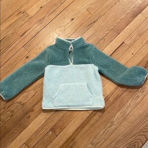 Cat & Jack Girls Fleece Pullover - Teal and Light Blue